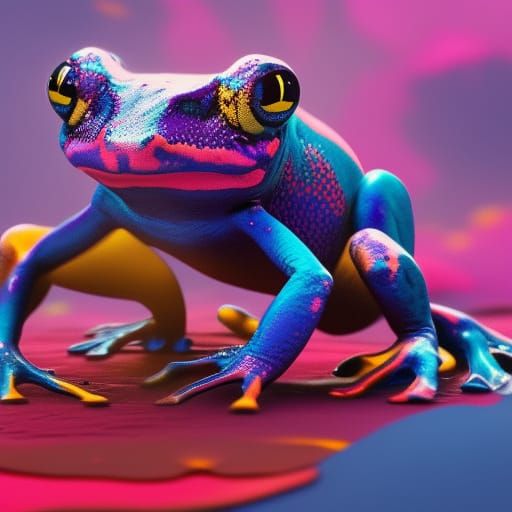 Psychedelic Poison Dart Frog Dance in Detailed Matte Paintin...