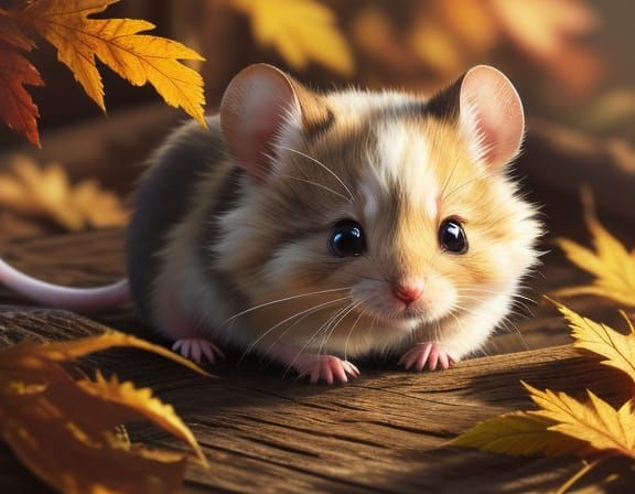 Cute Mouse Portrait in Grunge Oil Painting Style