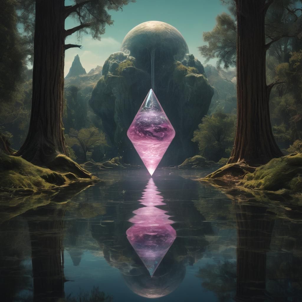 Mystic Alchemical Art with Sparkling Water Reflections