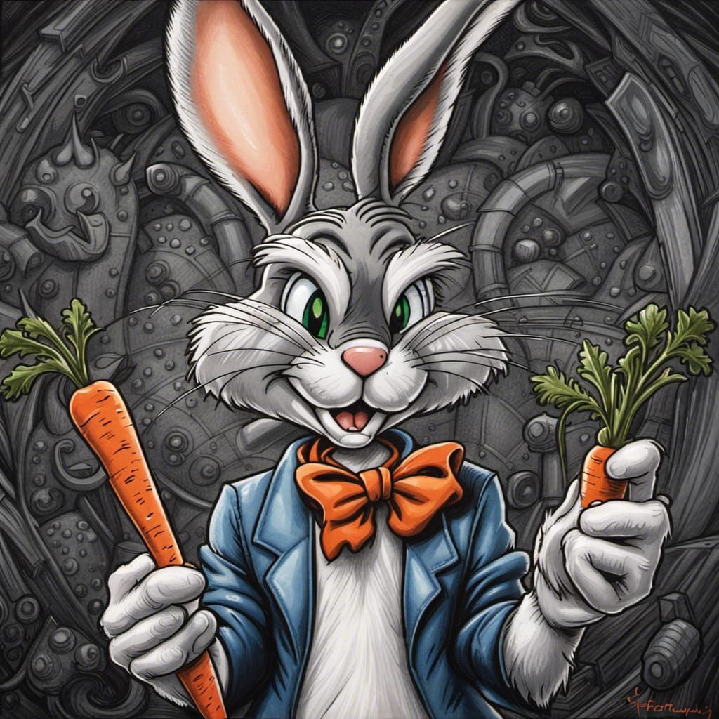 Bugs Bunny Comic Art with Carrot