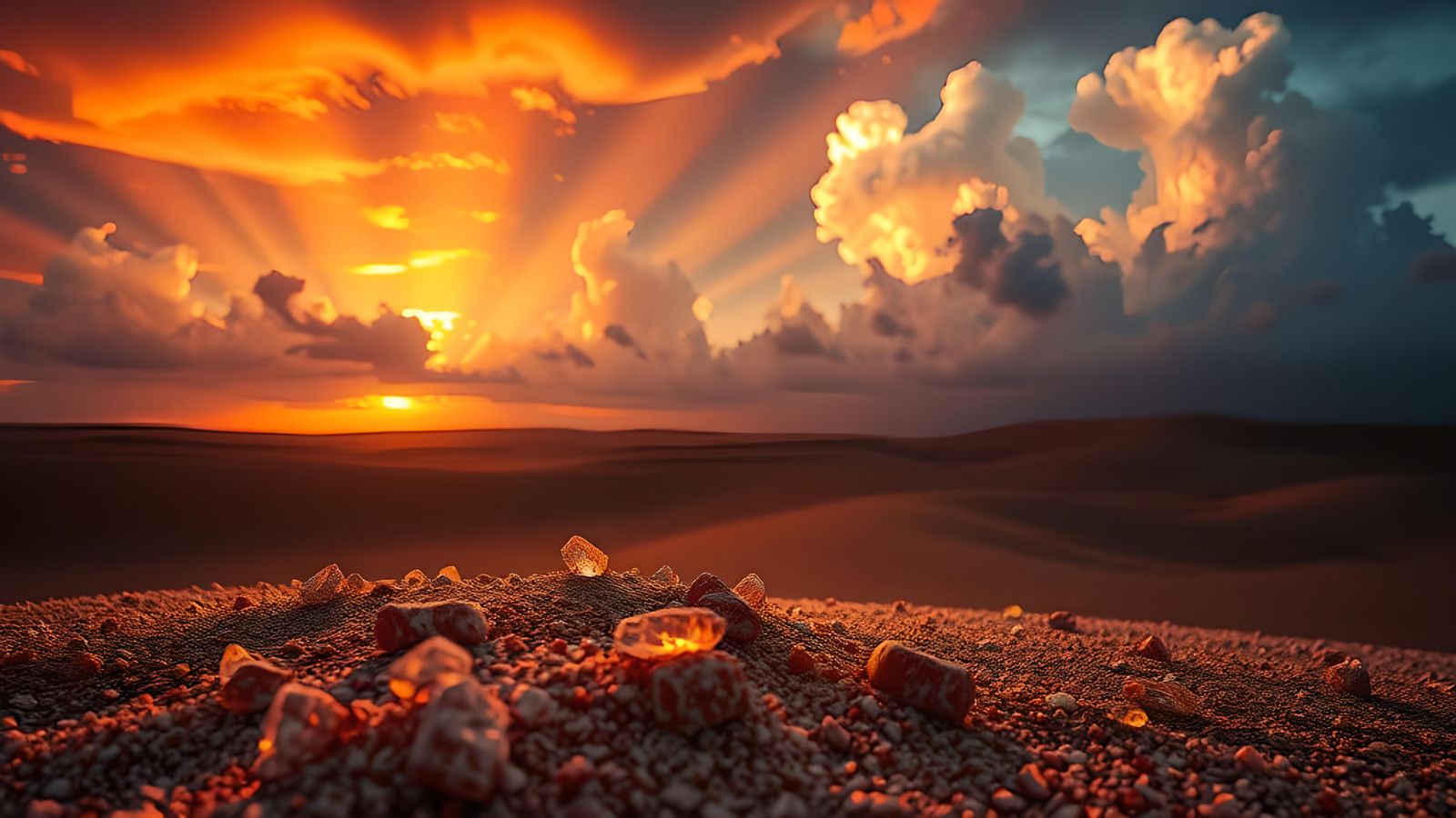 Macro Sand Crystals in Black Desert Landscape