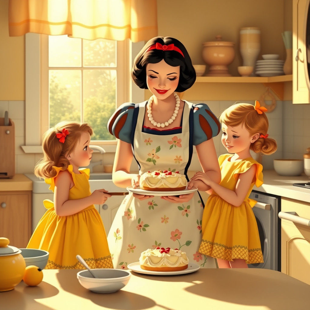 Snow White Baking: A Vintage Disney Scene