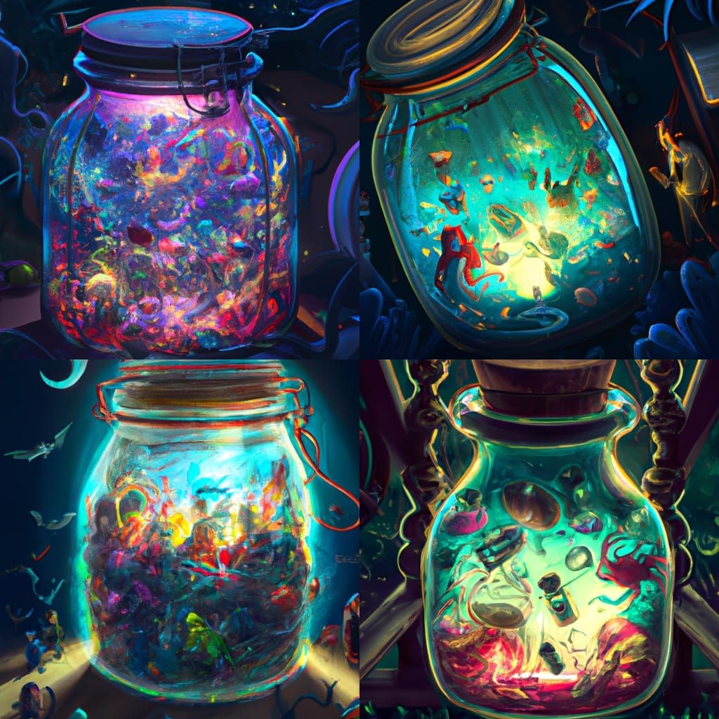 Magical Jars Filled with Nightmares: Comic Book Style