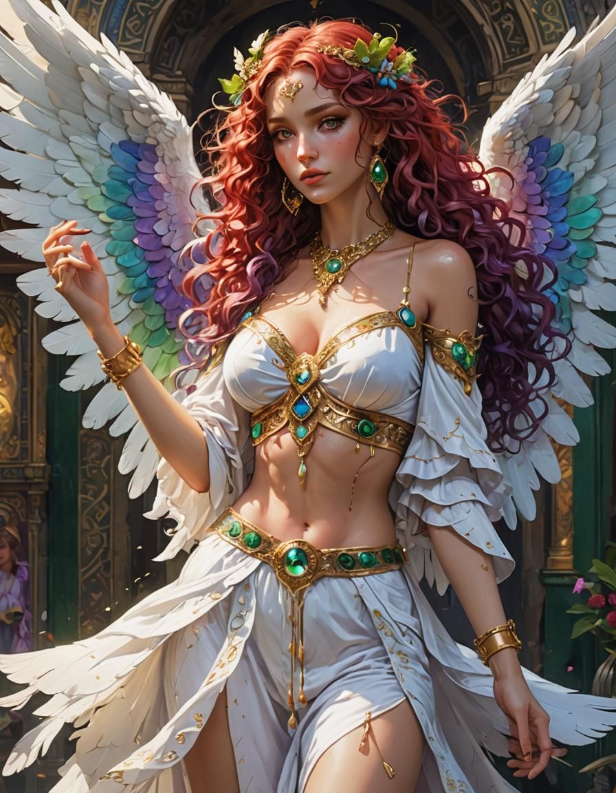 Beautiful Angel with Gypsy Clothing in Fantasy Art