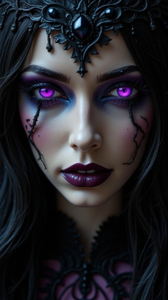 Surreal Dark Fantasy Princess with Haunting Beauty and Ether...