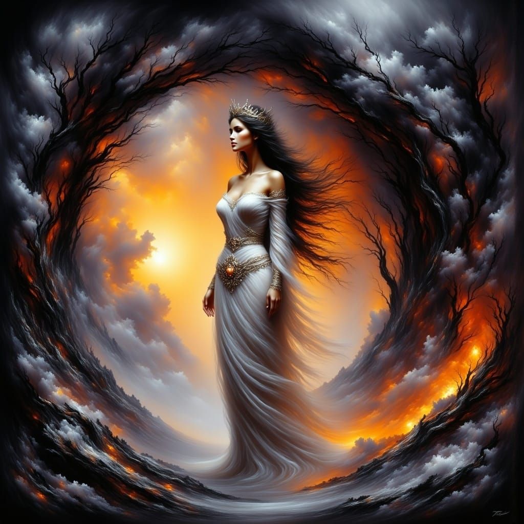 Ethereal Beauty in a Fiery Vortex: Ayesha's Rotating Column....