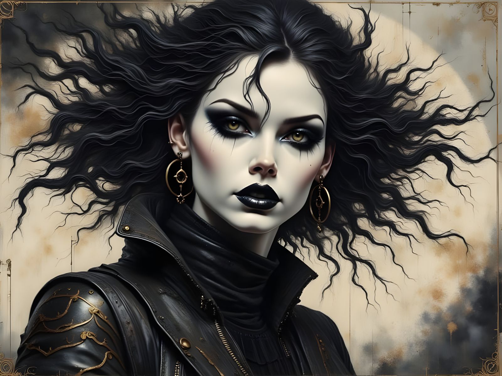 Muscular Woman in Dieselpunk Goth Scene