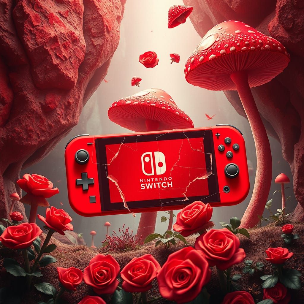 Shattered Nintendo Switch in Red Toadstool World