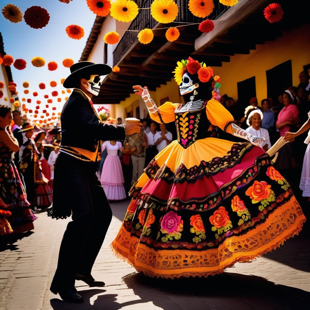 Día de los Muertos Street Dance in Gothic Folk Art