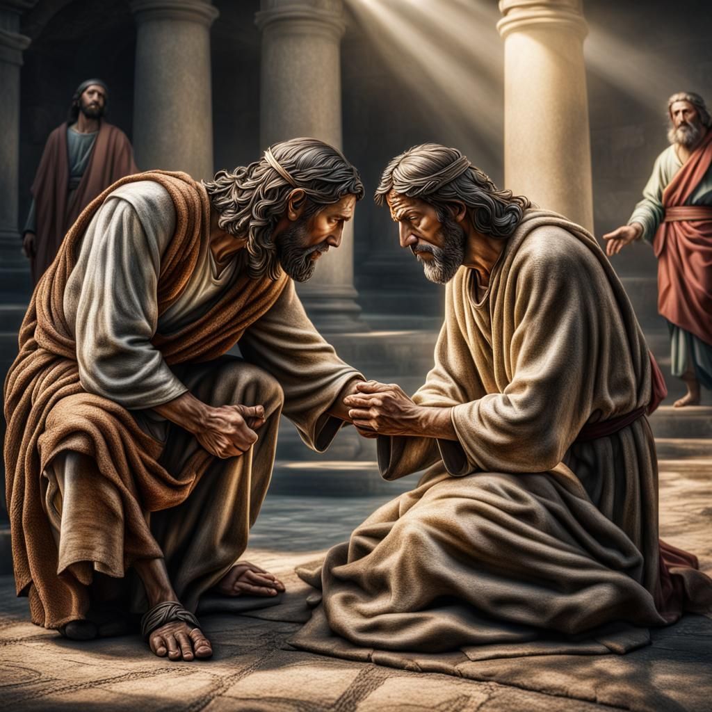 Jesus Healing the Blind Man: Hyperrealistic Depiction