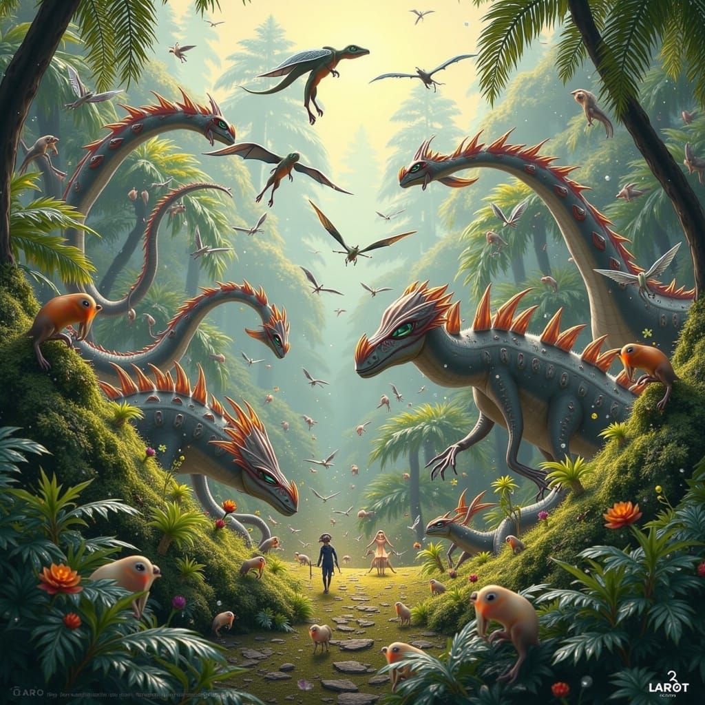 Mesozoic Era Landscapes in Vibrant Paleoart Style
