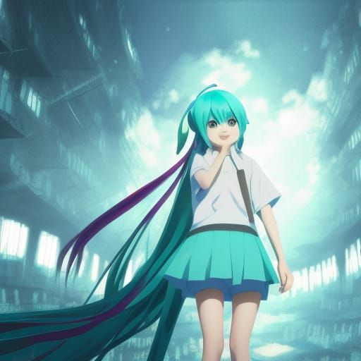 Hatsune Miku in Anime Key Visual Style