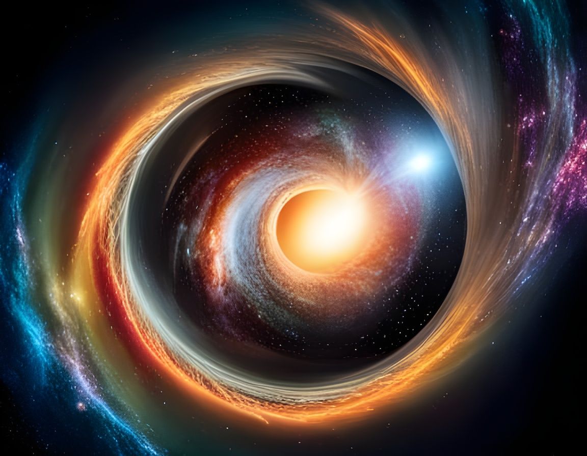 Galaxies Swirling into Black Hole, Hyperrealist Digital Art