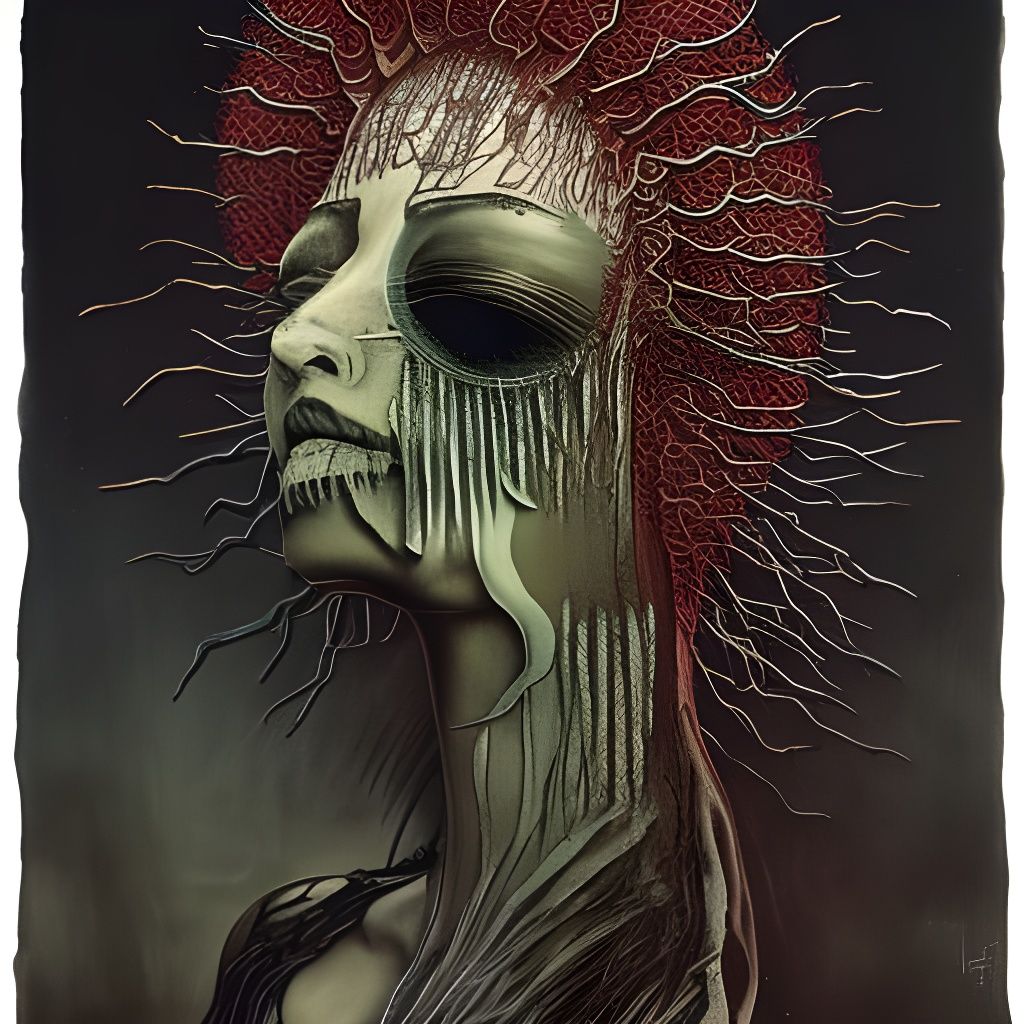 Surreal Horror: Woman with Centipede Mouth