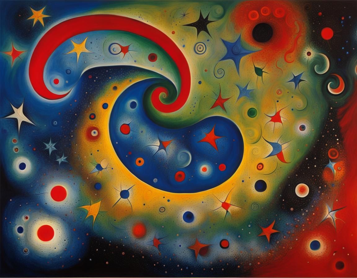 Mystical Spiral: Abstract Oil Painting of Stars