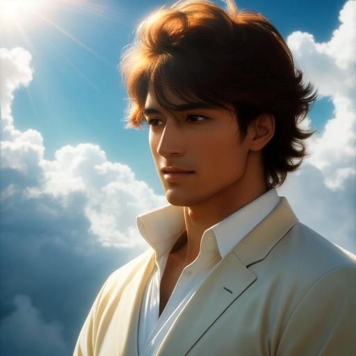 Ethereal Man with Glass in Divine Sunshine