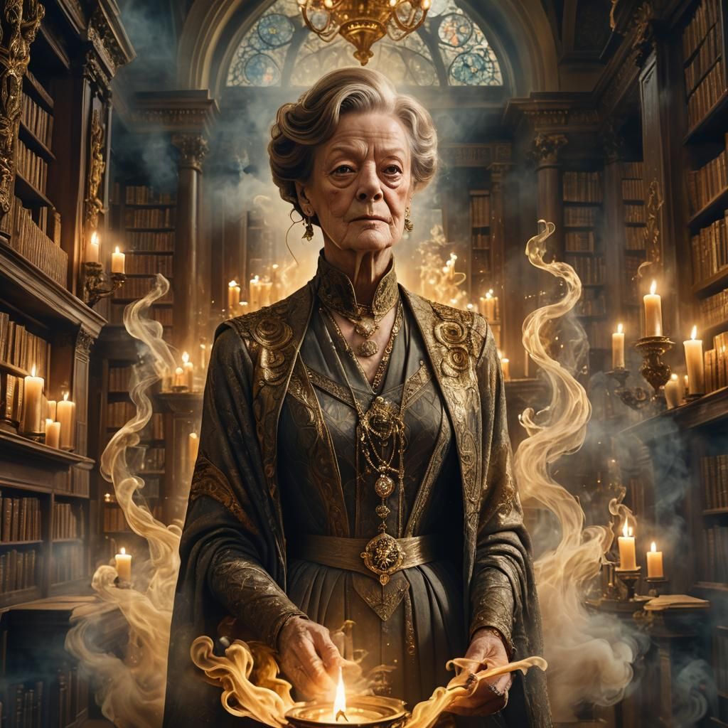 Mystic Portrait in a Grand Library