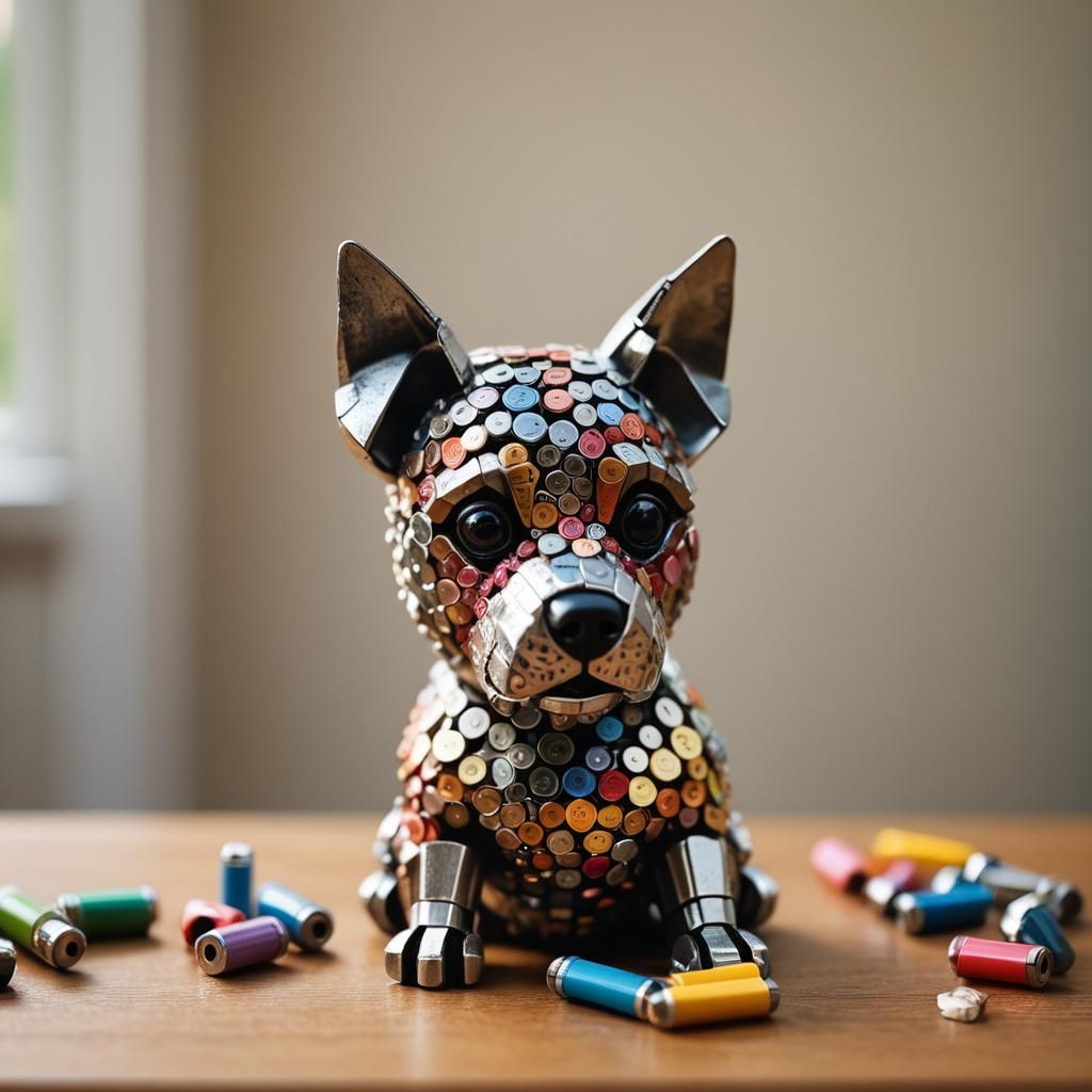 Dog Sculpture Made of Pencil Sharpeners Still Life
