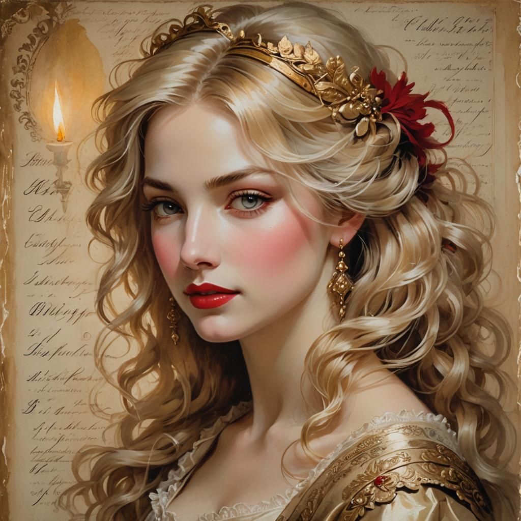 Baroque Portrait with Calligraphy Details