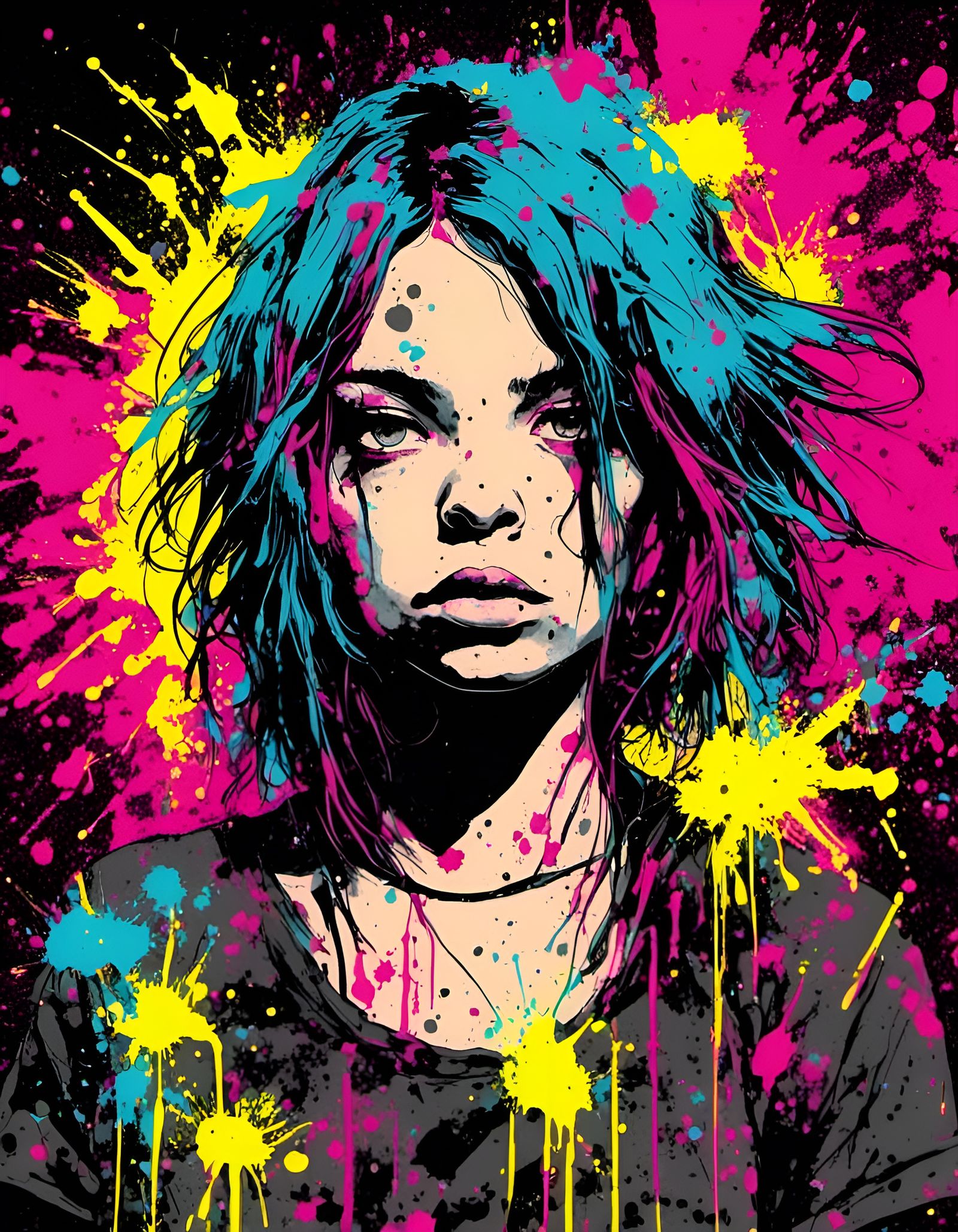 Punk Phoenix Album Art with Ink Splatter