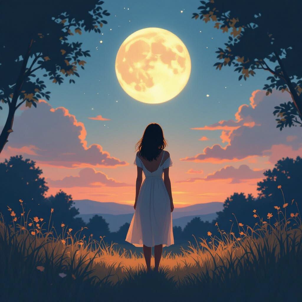 Ethereal Woman in Twilight Summer Glow