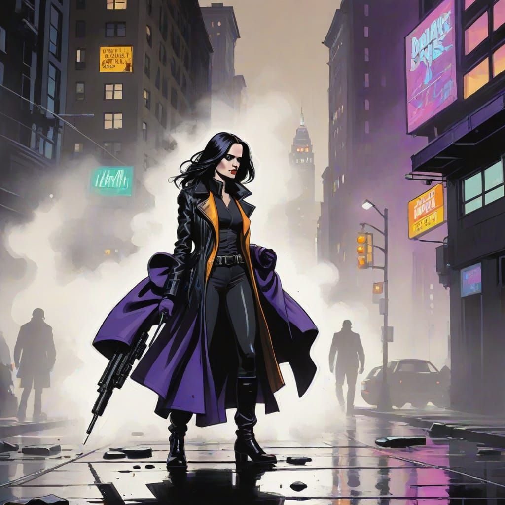 Jessica Jones in Gouache Comic Book Style