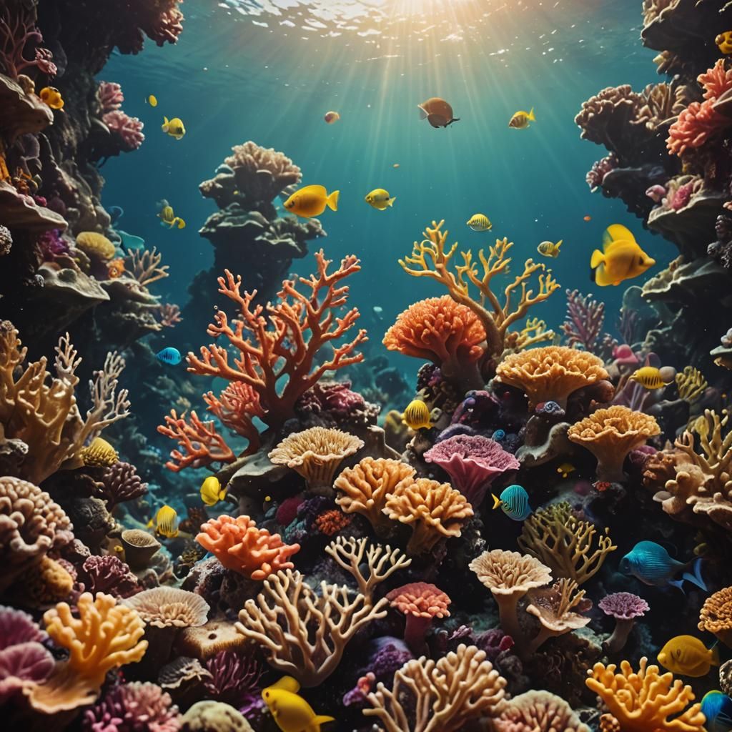 Underwater Coral Reef with Cinematic Lighting