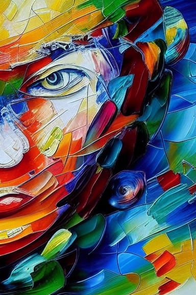 Colorful Expressionist Oil Painting with Impasto Texture