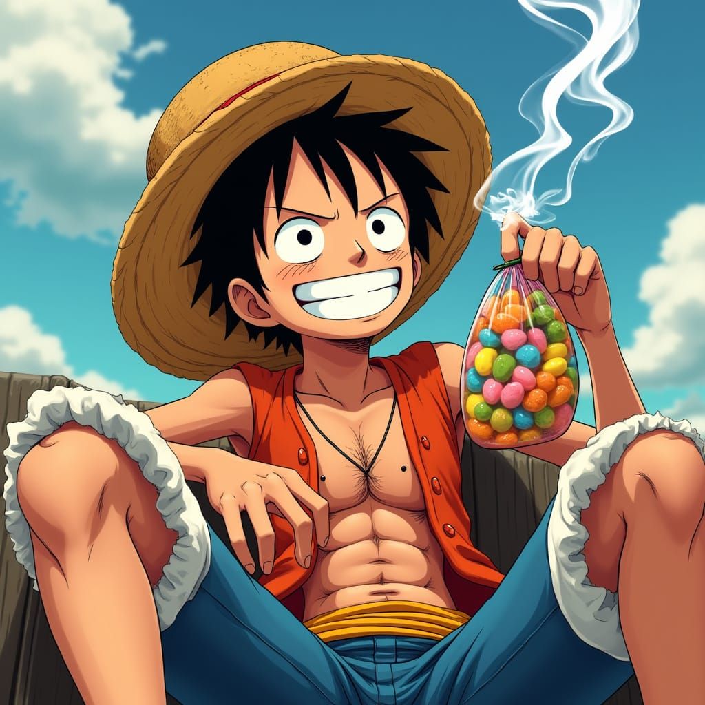 Luffy Indulges in Colorful Munchies