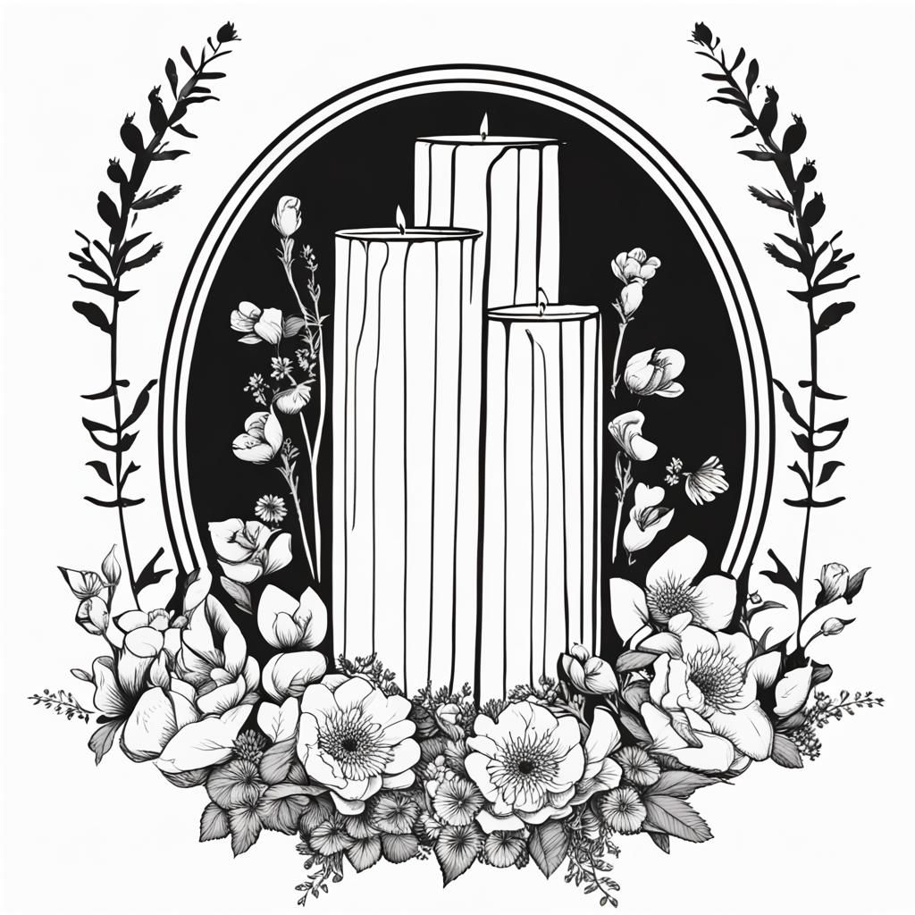 Elegant Black and White Recycling Logo with Floral Accents