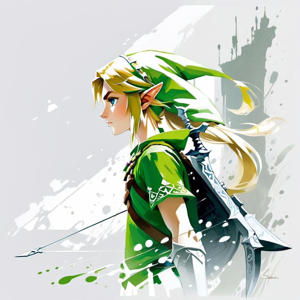 Link from Zelda: Gouache and Watercolor Painting