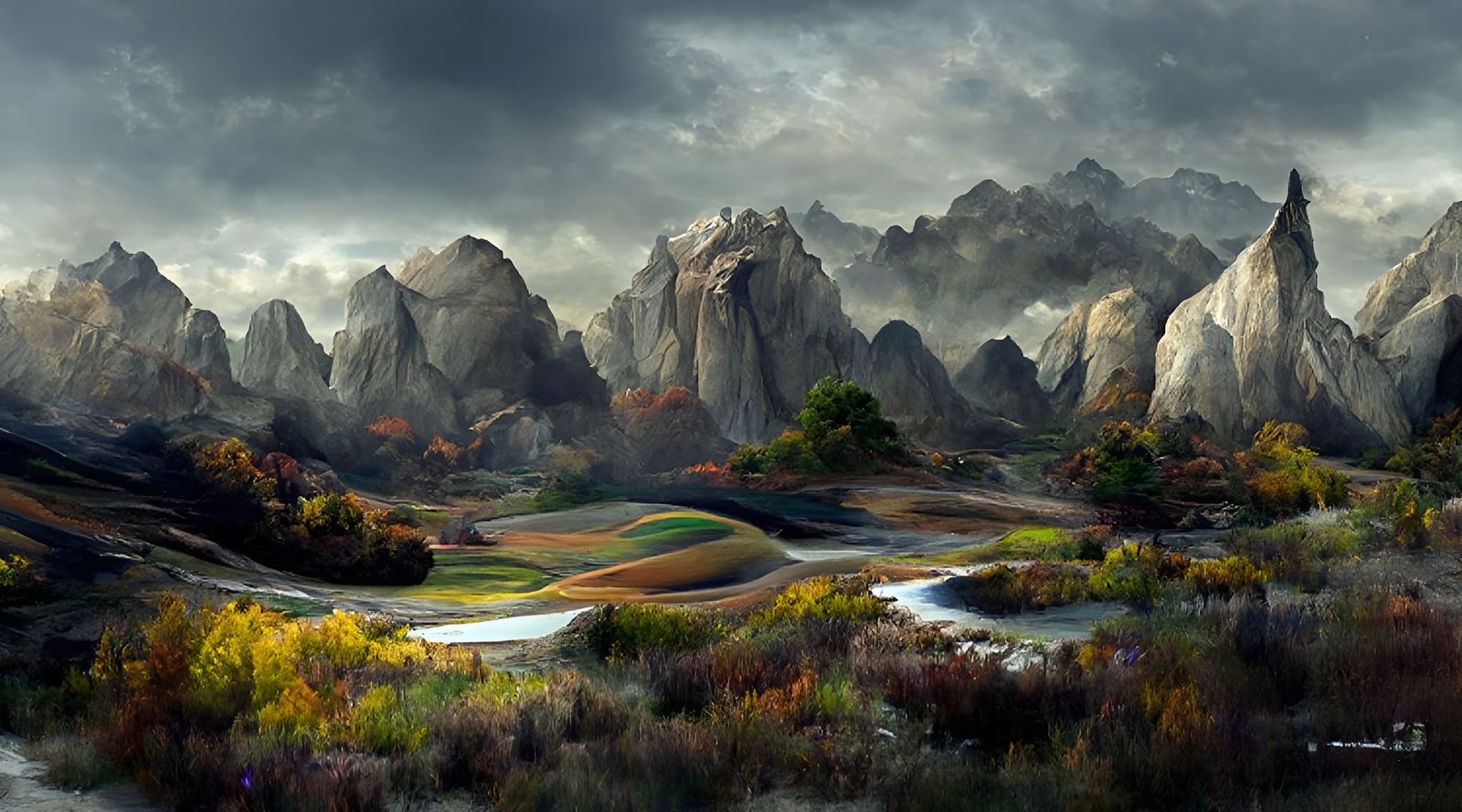 Detailed Landscape Vista Painting in 16K Resolution