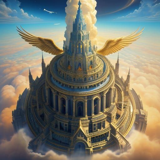 Mythological Blueprint of Heaven in Surreal Style