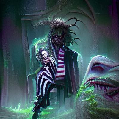 Sinister Beetlejuice in Dark Fantasy Style