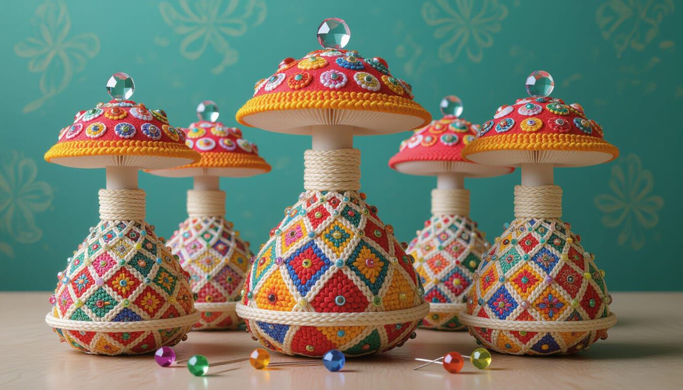 Whimsical Pyramids with Crystal Mushroom Hoods