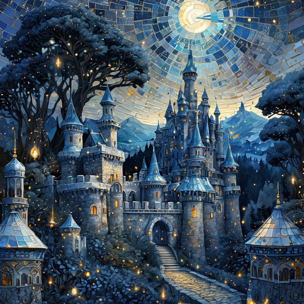 Golden Castle Opening as Glass Mosaic