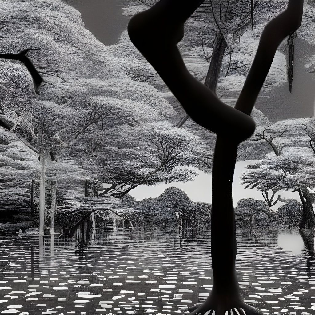 Moonlit Jungle River in Japanese Photography Style