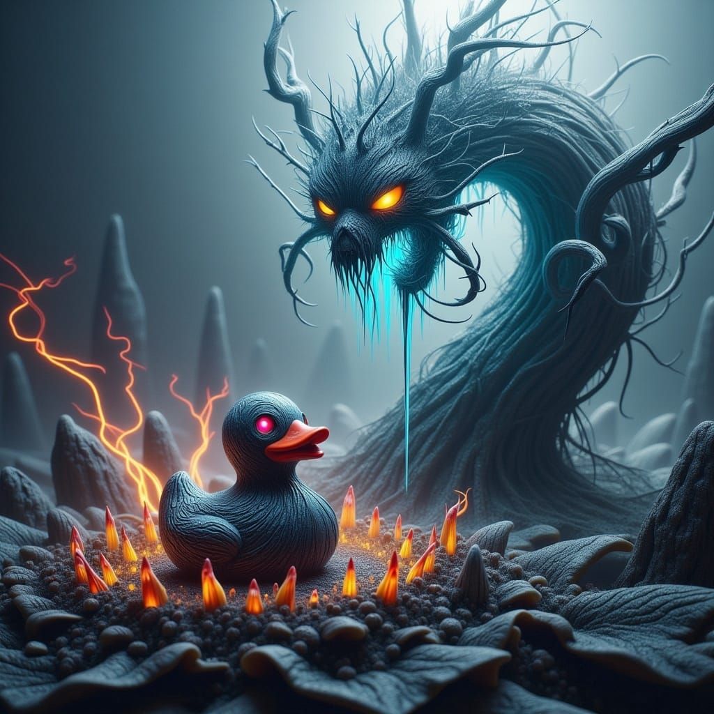 Terrifying Ghost in Fractal Fog: Surreal Fantasy Art