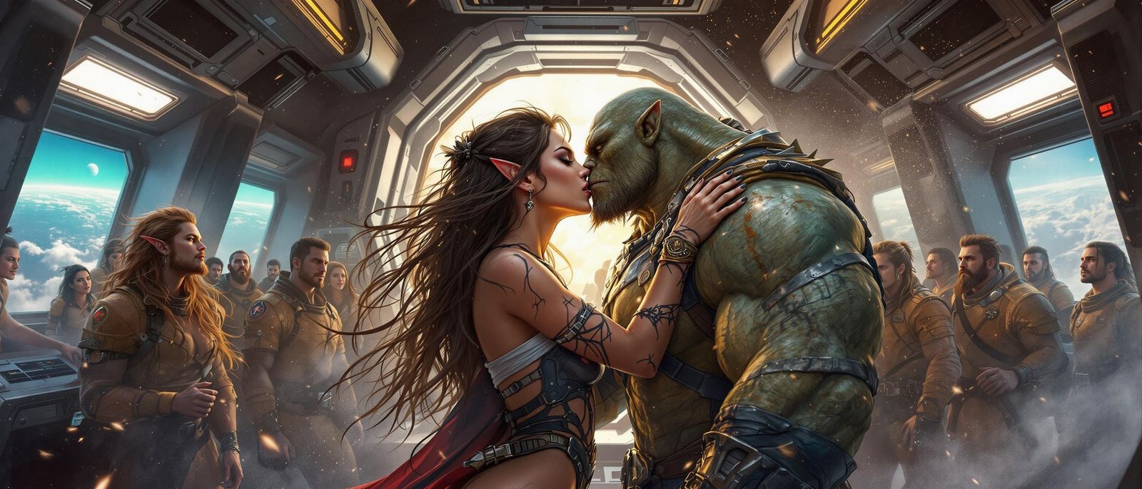 Ethereal Fantasy Battleship in High Fantasy Anime Style