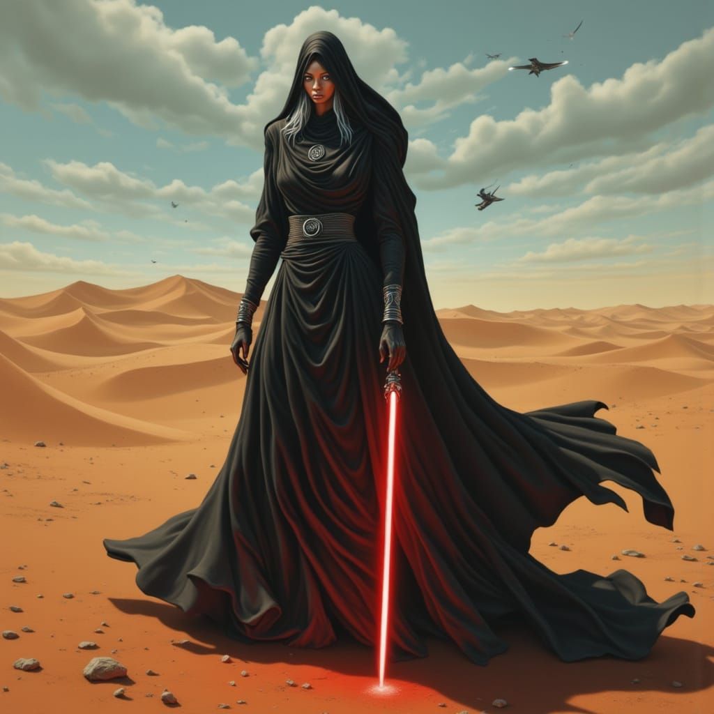 Bene Gesserit Acolyte with Lightsaber on Arrakis