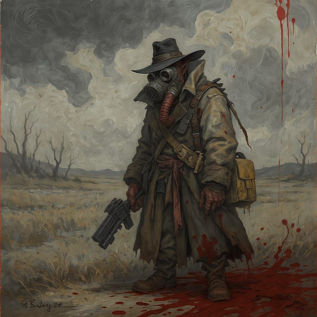 Wasteland Wanderer in Gothic Horror Style