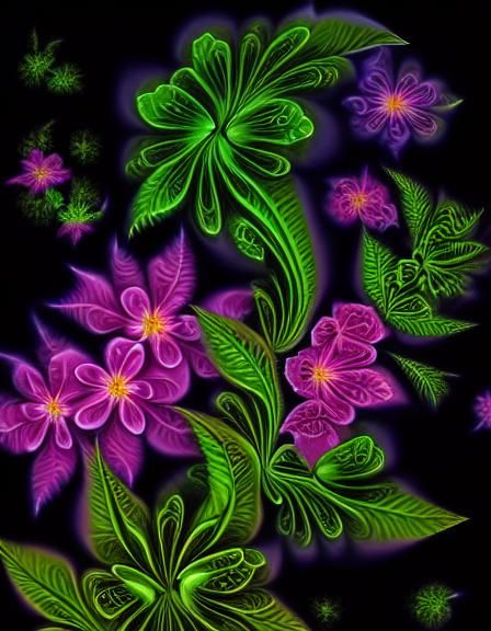 Blooming Fractal Flowers in Digital Pixel Art