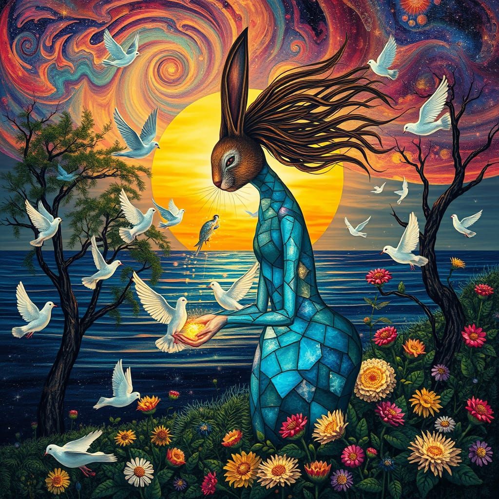 Psychedelic Summer Sea Utopia in Bosch Style