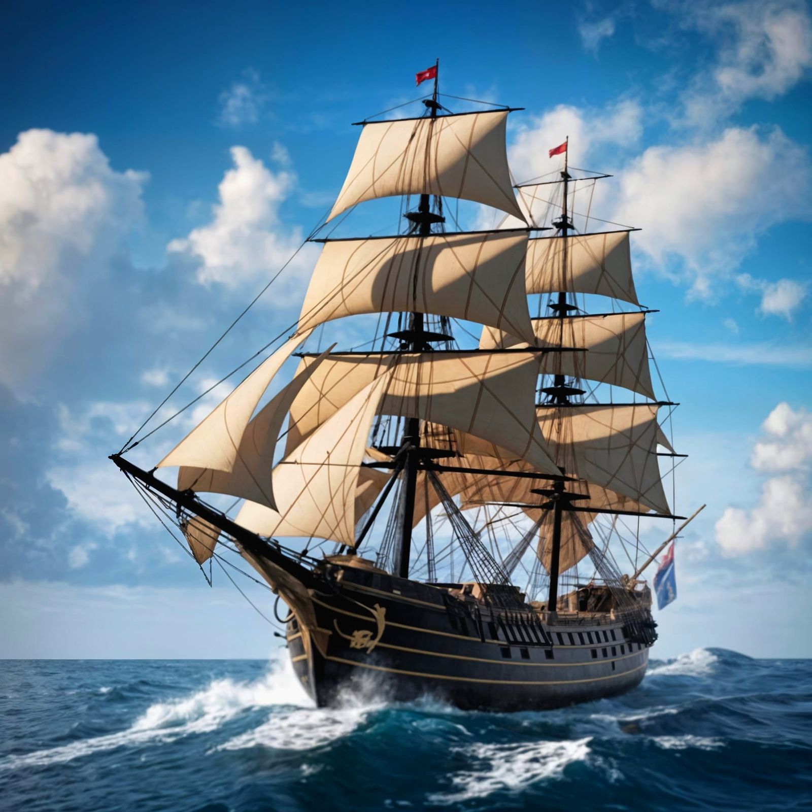 18th Century British Frigate on Choppy Seas