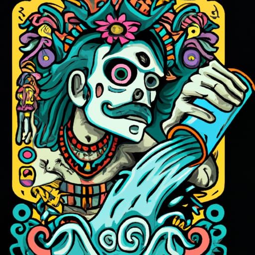 Aquarius Zodiac Tattoo in Psychedelic Art Style