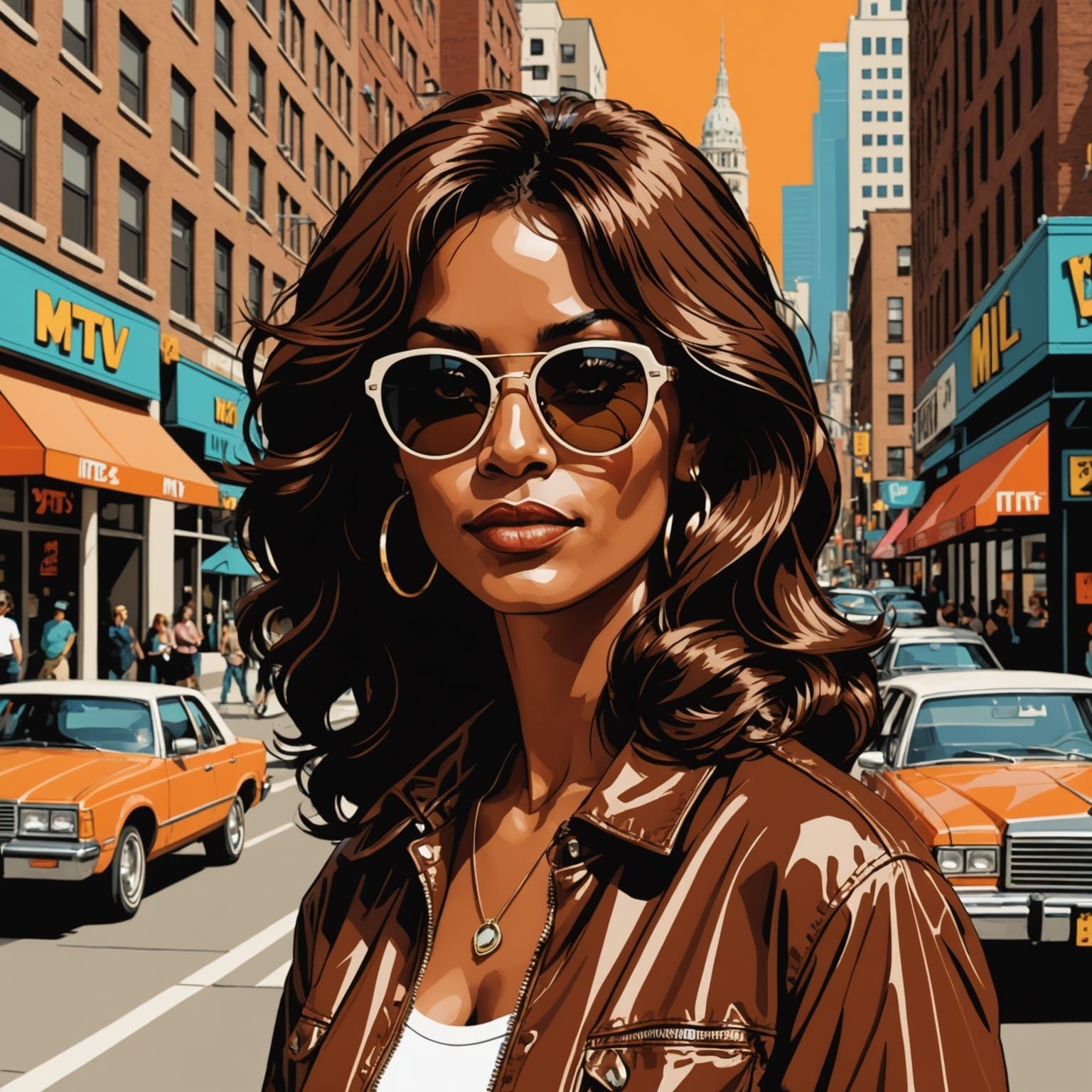 Vintage 80s MTV VJ in Brown Tones