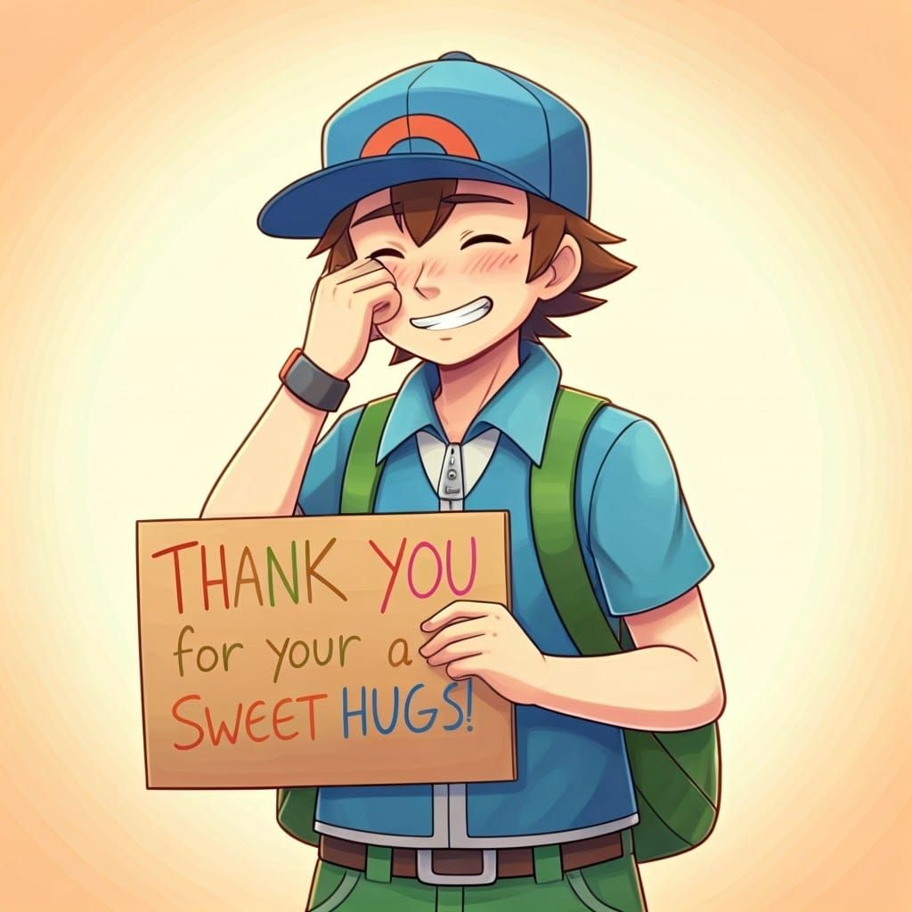 Joyful Pokémon Trainer Ritchie in Whimsical Style