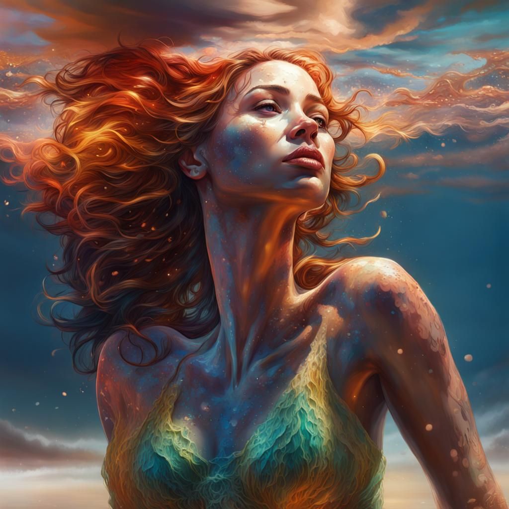 Hyperrealistic Mermaid Washed Up on Beach