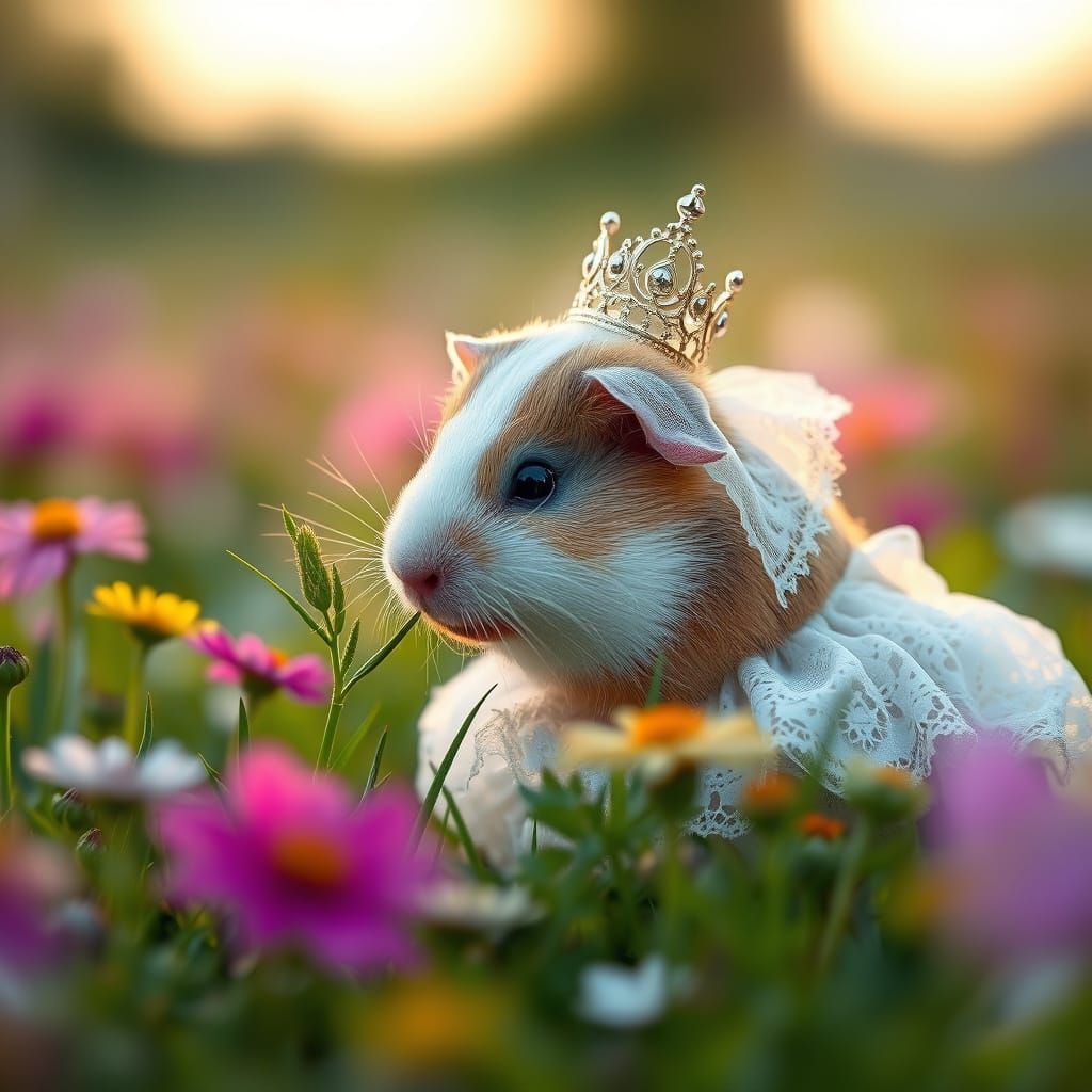 Guinea Pig Royalty in Wildflower Meadow