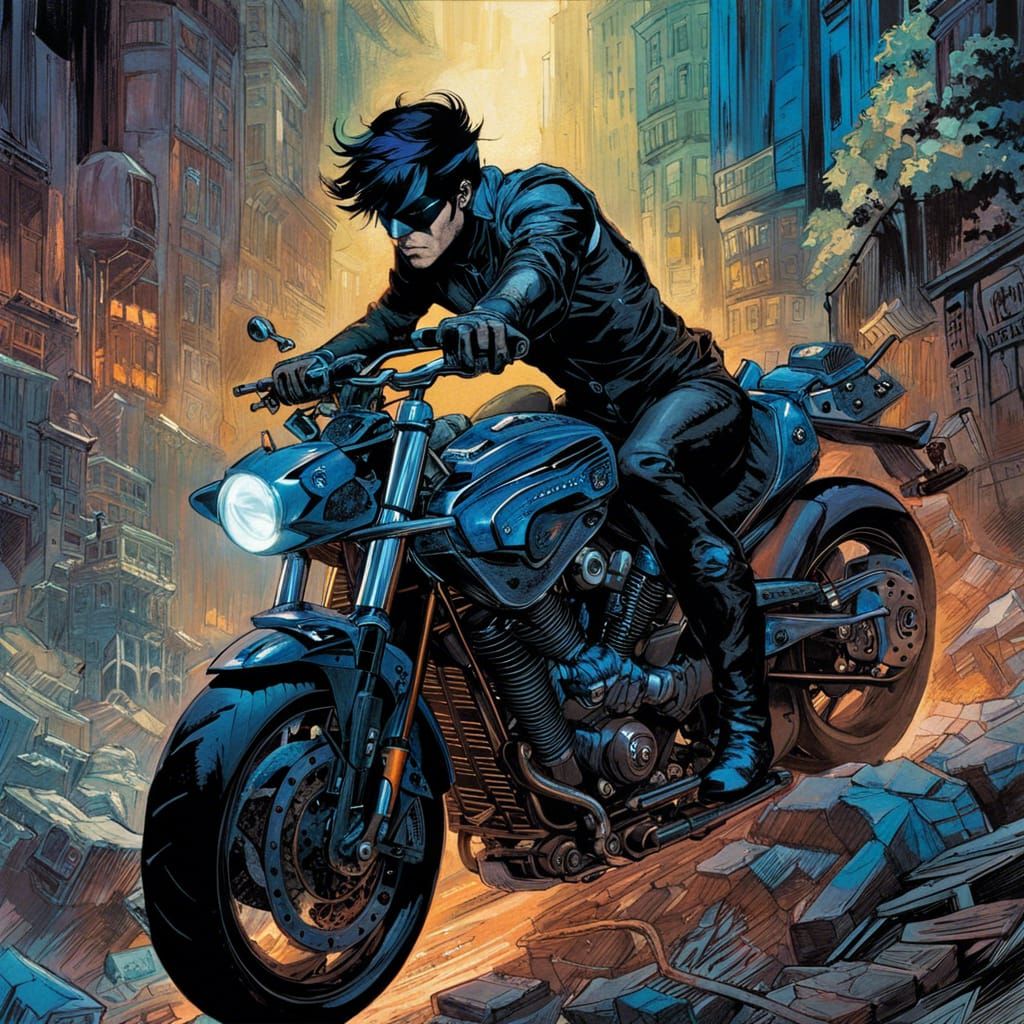 Nightwing Rides Through Bludhaven: A Digital Masterpiece